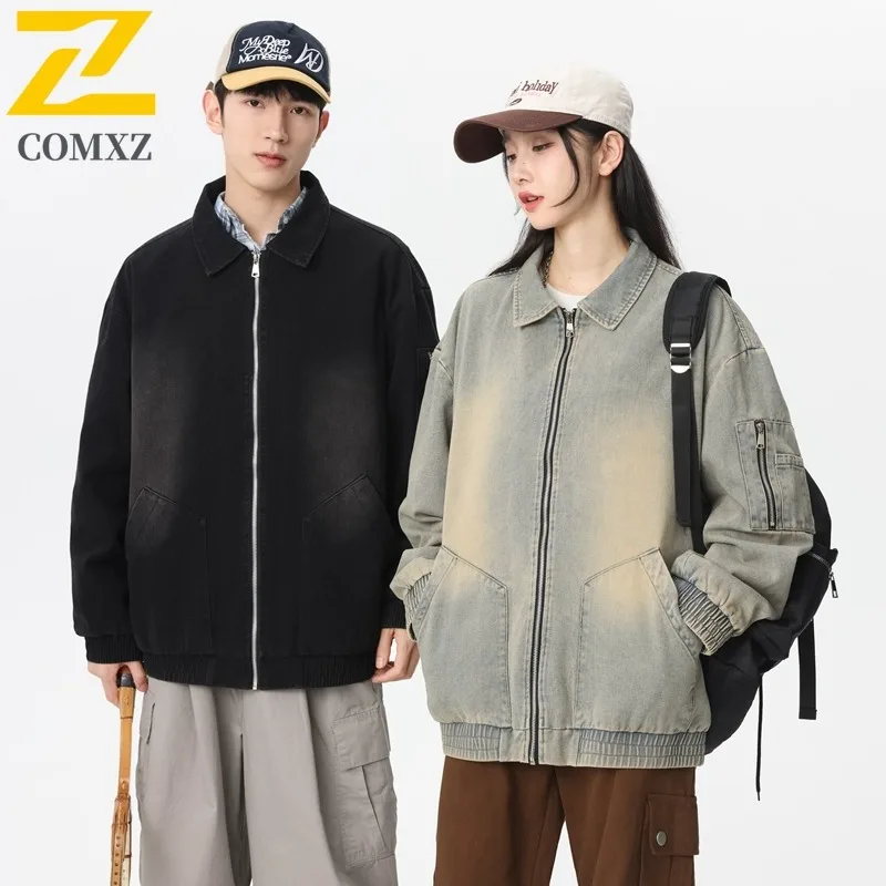 

Men Jacket Loose Casual Windproof Lapel Retro American Camping Coat Hiking Travel Work Outdoor Lightweight Wear resistant Coat