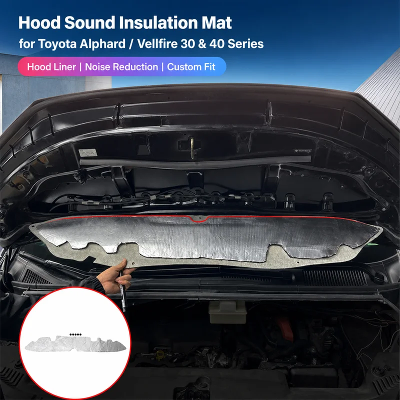 Car Hood Soundproof Cotton for Toyota Alphard Vellfire 30 40 Series Engine Hood Liner Noise Reduction Insulation Pad Accessories