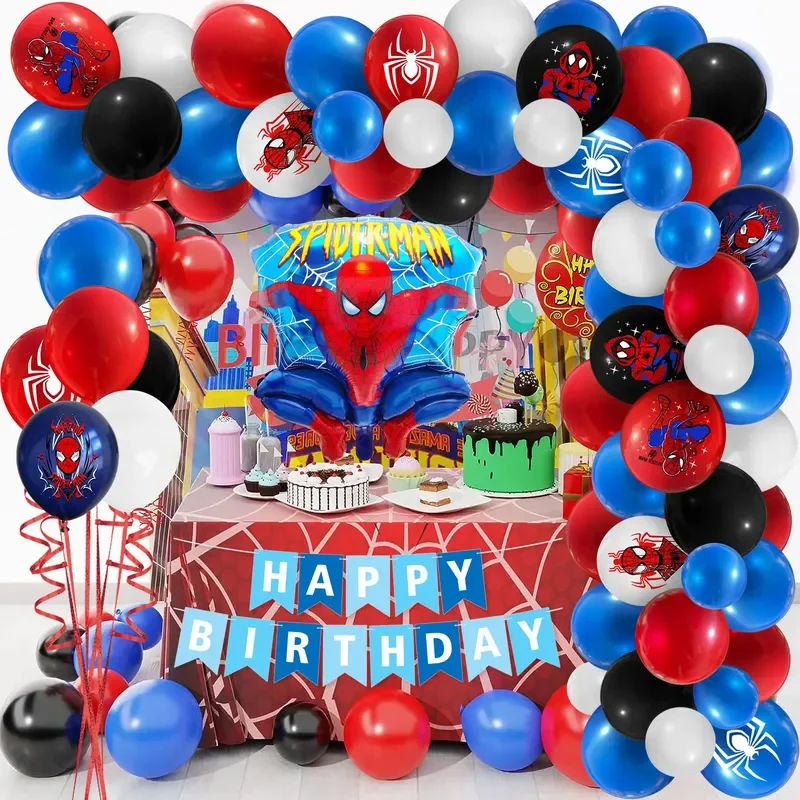 مجموعة إعداد تزيين حفلات أعياد الميلاد من سلسلة Marvel Anime Spiderman، لوازم الحفلات للأطفال، هدية للبطل الخارق على شكل سبايدر فلوت غلوب