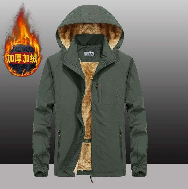 

Man Clothes Winter Hooded Zip-Up JacketMilitary fleece warm Jacket Men Casual Windbreaker Waterproof Camping Coat Softshell