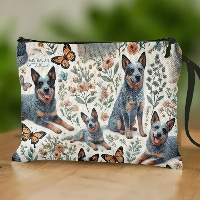 European Cattle Dog Themed Toiletry Bag & Makeup Organizer - Cute Print Suitable for Pet Owners, Lightweight Zipper Pouch with T