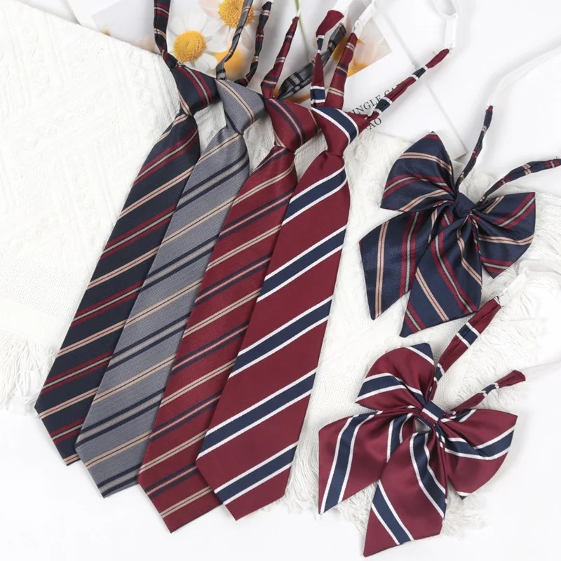 Striped Tie JK Small Bowtie Necktie Girls Bowknot Japanese College Style Student Basic School Uniform Accessories Women Men Ties