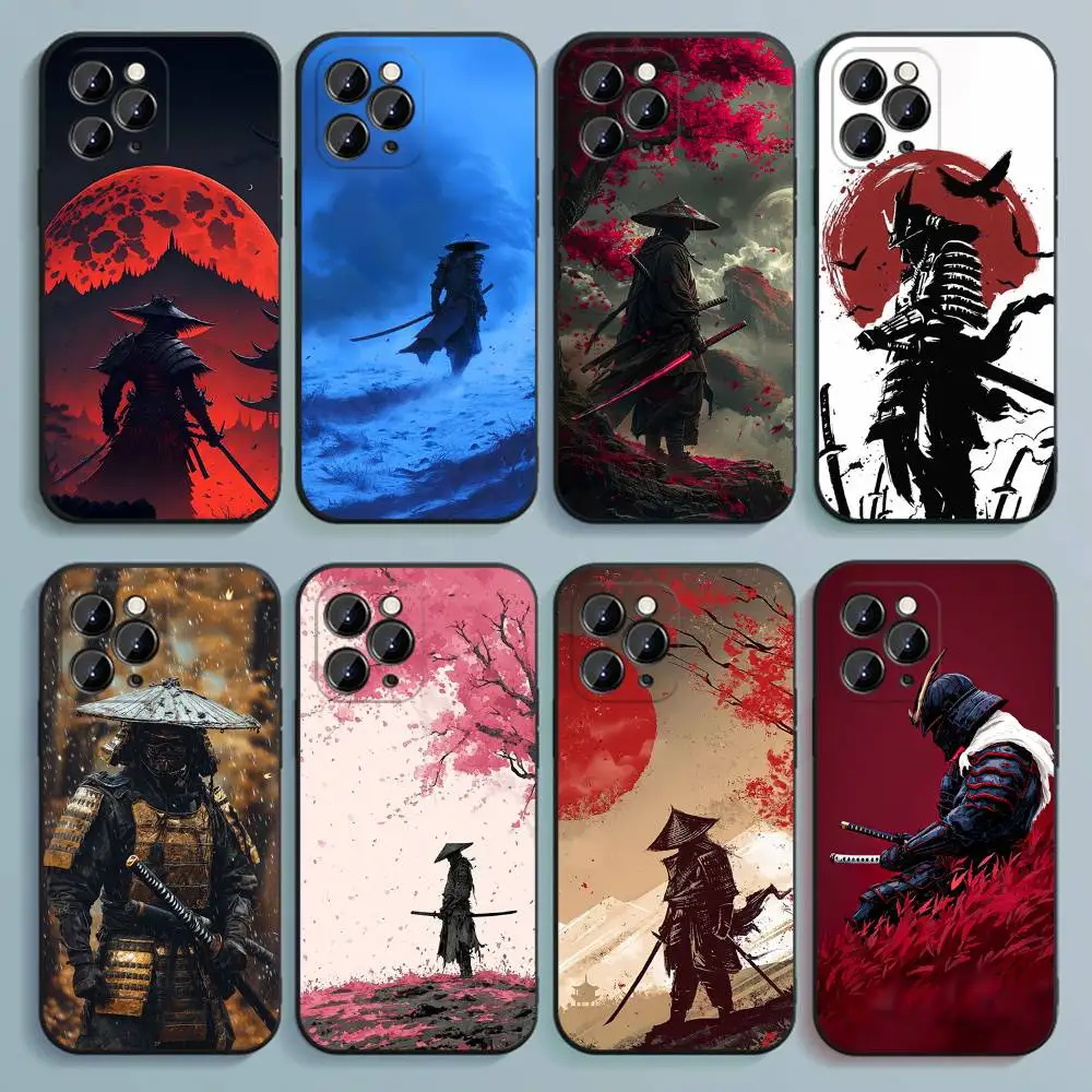 

Japanese Bushido Samurai Phone Case For iPhone 17,16,15,14,13,12,Pro,Max,Plus,E,SE4,Air,Mini Black Soft Cover