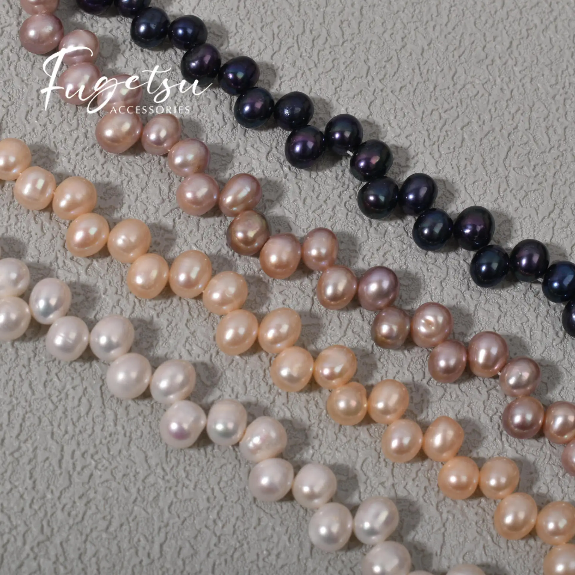 

AAA 9-10mm Natural Freshwater Pearls Rice Pearl Three-Seven-Hole Loose Bead for Jewelry Making DIY Accessory Handicraft Supplies