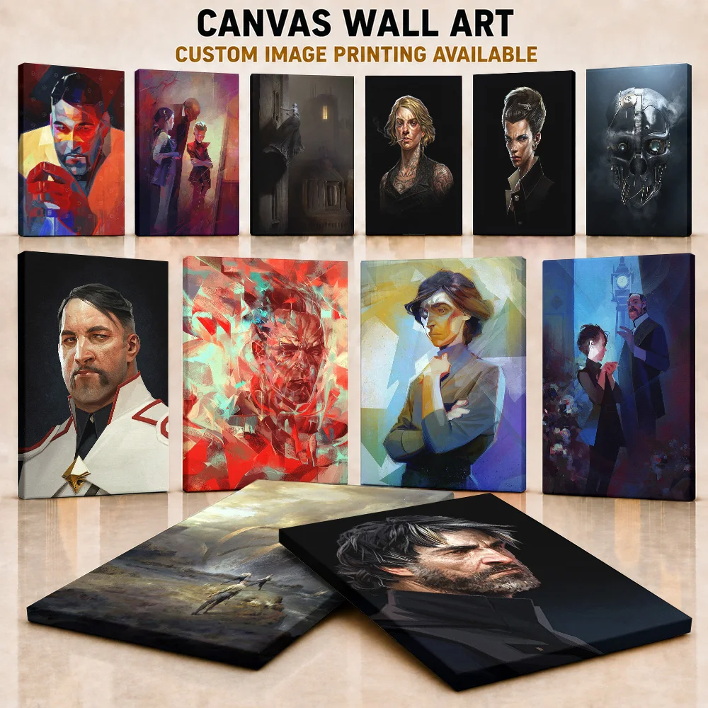 Dishonored Game Framed Canvas Posters Customized Photo Steampunk Adventure Theme Wall Art For Man Cave Or Entertainment Room