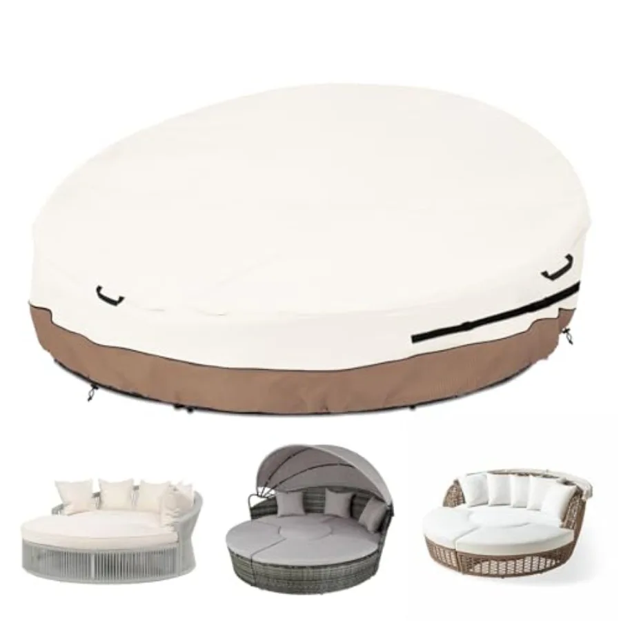 

Heavy Duty 600D Waterproof Outdoor Daybed Cover for 75" Round Patio Sofa - UV-Resistant All-Weather Protection Furniture Cover