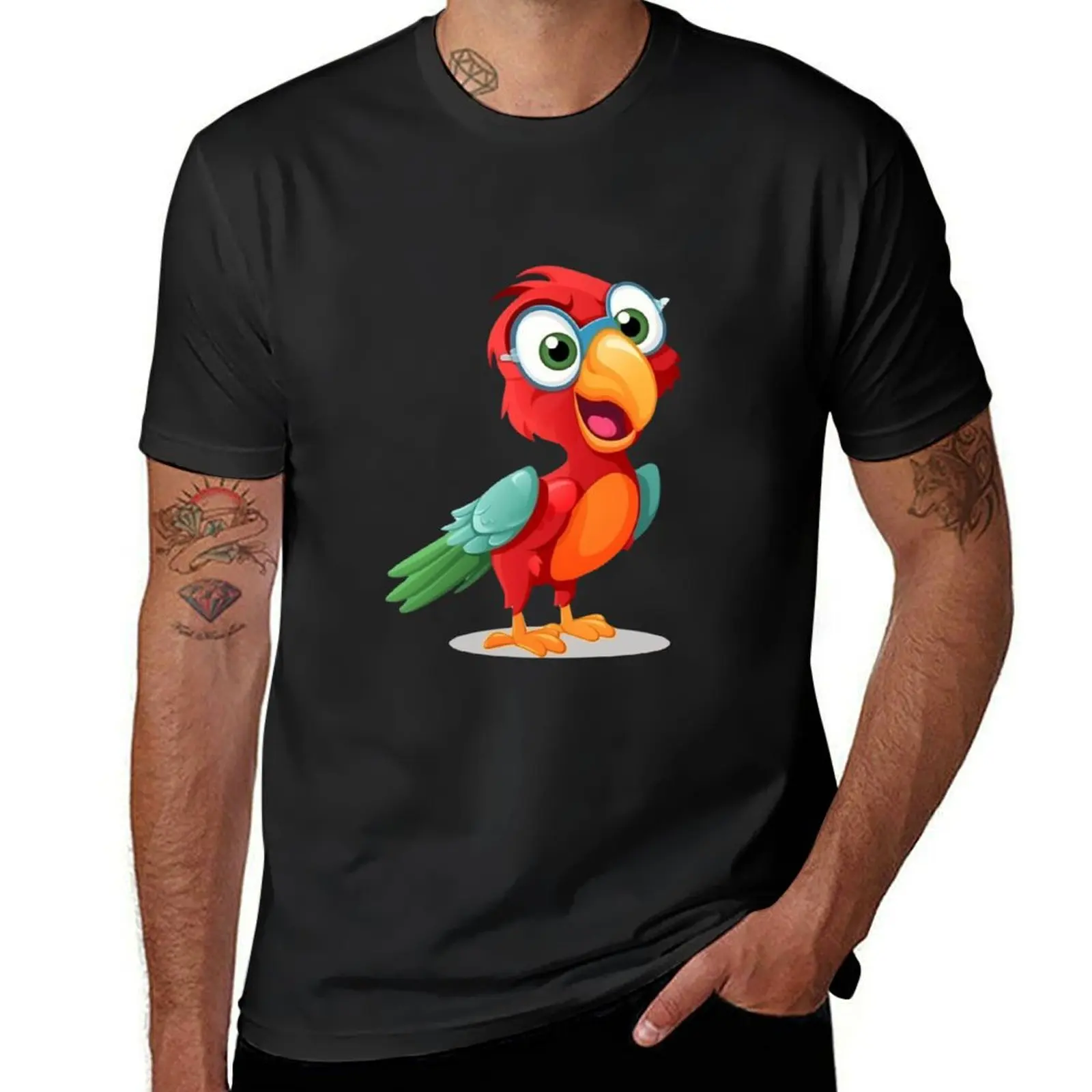 Happy Parrot T-Shirt vintage clothes blanks animal prinfor boys mens vintage t shirts