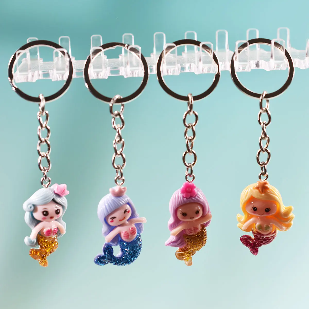 Creative Cartoon Flash Pink Mermaid Princess Key Chain Pendant Lovely Bag Small Pendant Birthday Gift