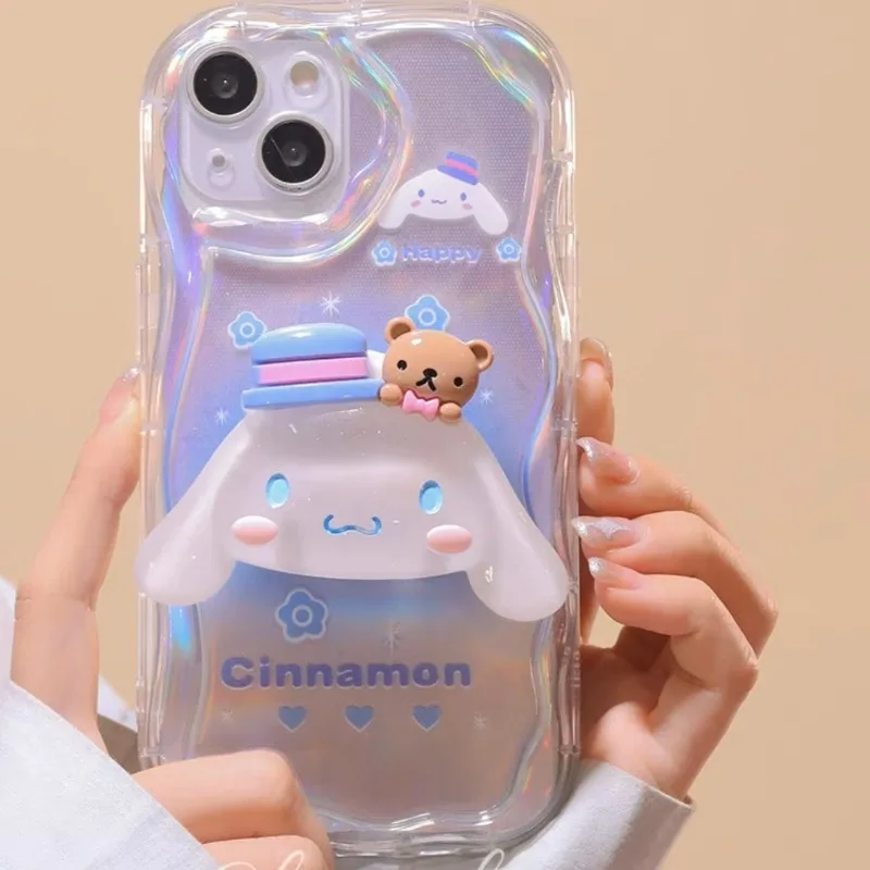 Capa para Celular Sanrio Cinnamoroll Pompom Purin, Minha Melodia, Bonito Kawaii, Suporte de Apple, iPhone 11, 12, 13, 14, 15Pro Max, XR, Presente 8Plus