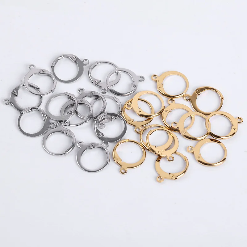 20 Pcs/Lot 14x12mm Base Hoops Earrings Clasps Jewelry Making Accessories Stainless Steel Diy French Earring Hooks Wire Earrings