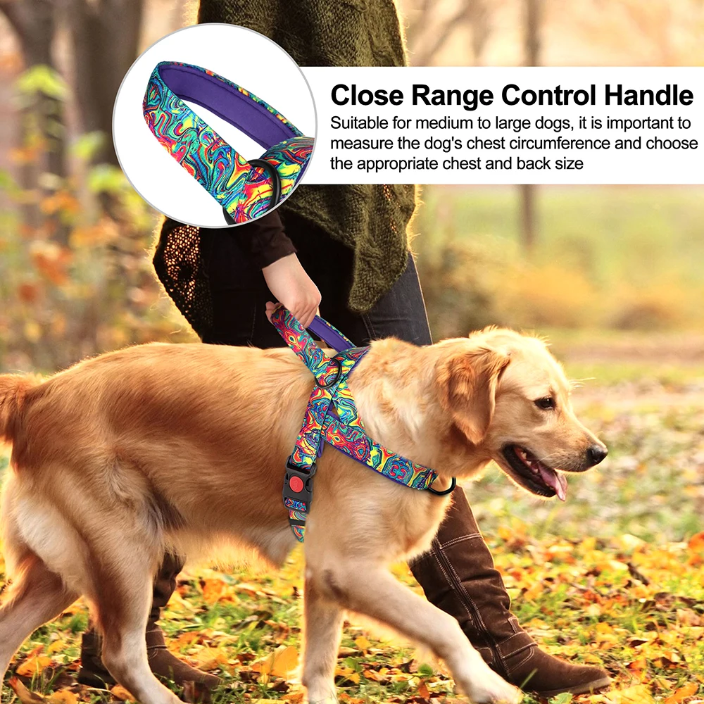 Quick Control Dog Harness With Handle No Pull Nylon Dogs Vest Harness Colorfull Print Pet Harness Adjustable Bulldog Chihuahua