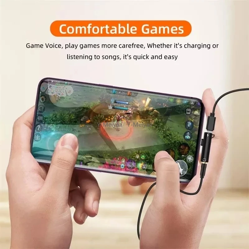 2 في 1 الصوت سماعة شحن محول مزدوج الفاصل آيفون XR XS 13 12 11 ل 3.5 مللي متر جاك إلى سماعة كابل مساعد لا نوع c