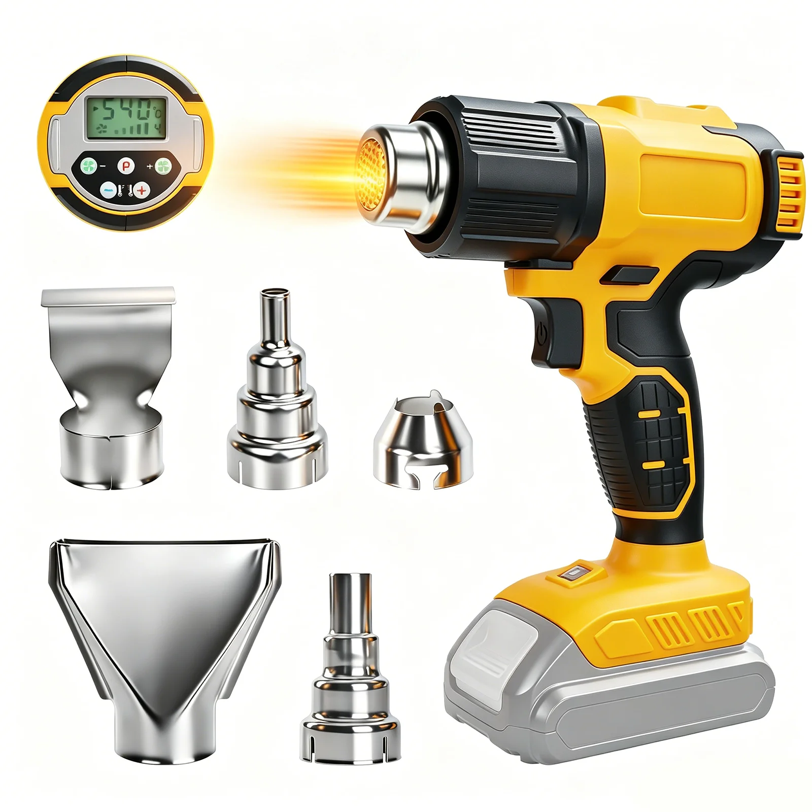 300W Cordless Heat Gun 60℃- 540℃ Fast Heating Hot Air Gun Variable Temperature Control DIY Craft for Dewalt 20V Battery Pin