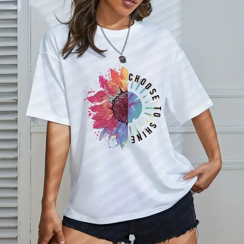 

Fashion Top Personality Color Printed T-shirt Loose Casual Graphic T Shirts Harajuku Tops Aesthetic