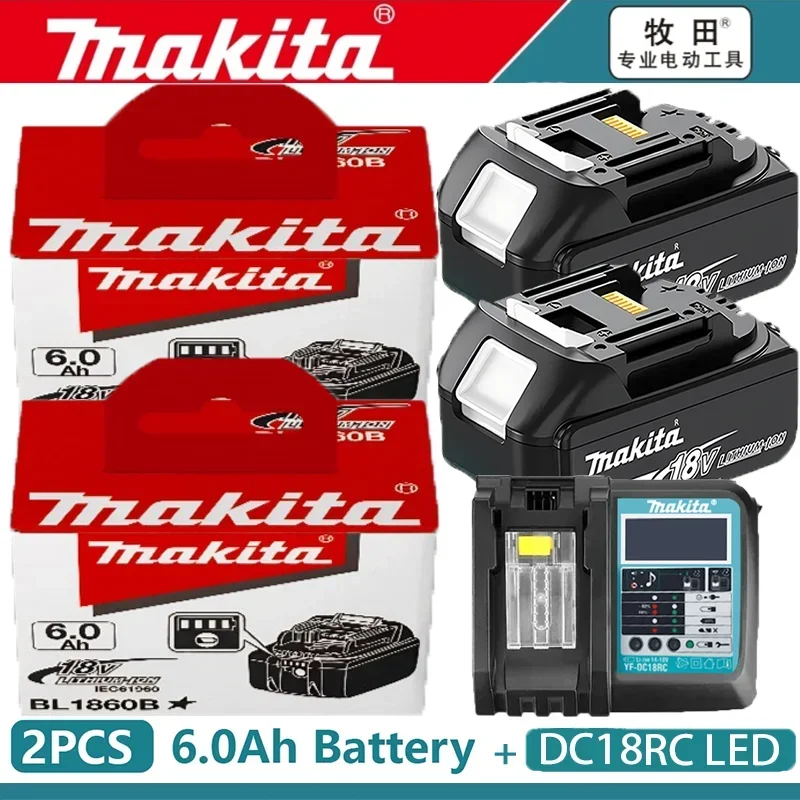 Batterie Makita 18V authentique 6ah, avec indicateur de batterie, batterie Makita rechargeable, batterie pour outil électrique BL1830 BL1840 BL1850
