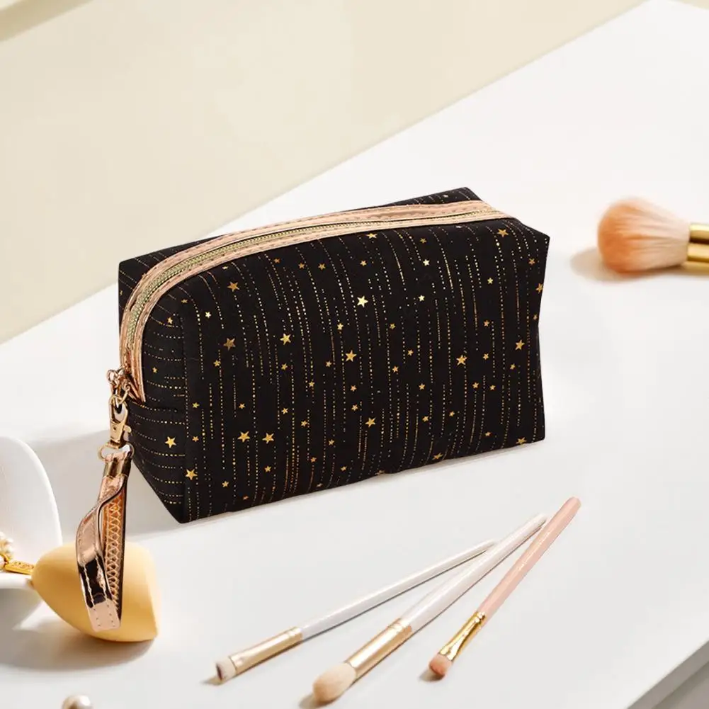 

Stylish Cosmetic Case with Zipper Golden Stars Pattern Waterproof Toiletry Bag Star Makeup Cosmetic Bag Set for Travel Use