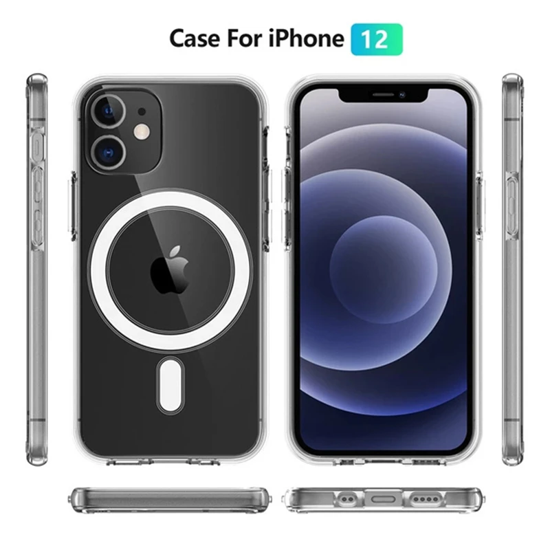 Clear Ultra Shockproof Soft Mag Safe Case for Magsafe iPhone 15 14 13 12 11 Pro Max 12 13 Mini Built-in Magnetic 7 8 Cover Shell