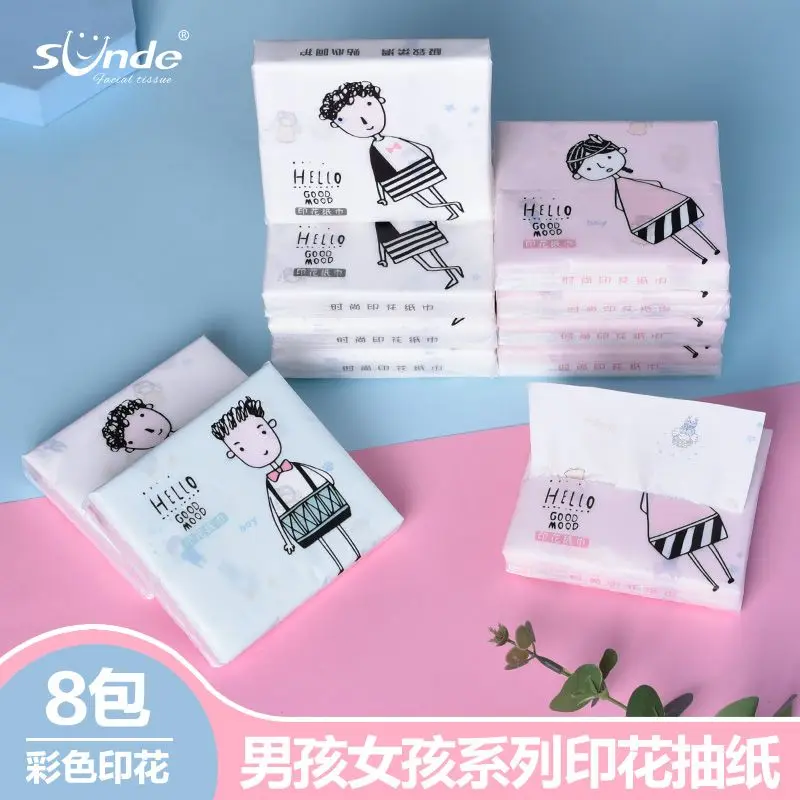 3Ply of Thick Cartoon Printing Tissues Portable Small Package of Soft Facial Tissues Party Outdoor Toilet Paper Kitchen Napkins