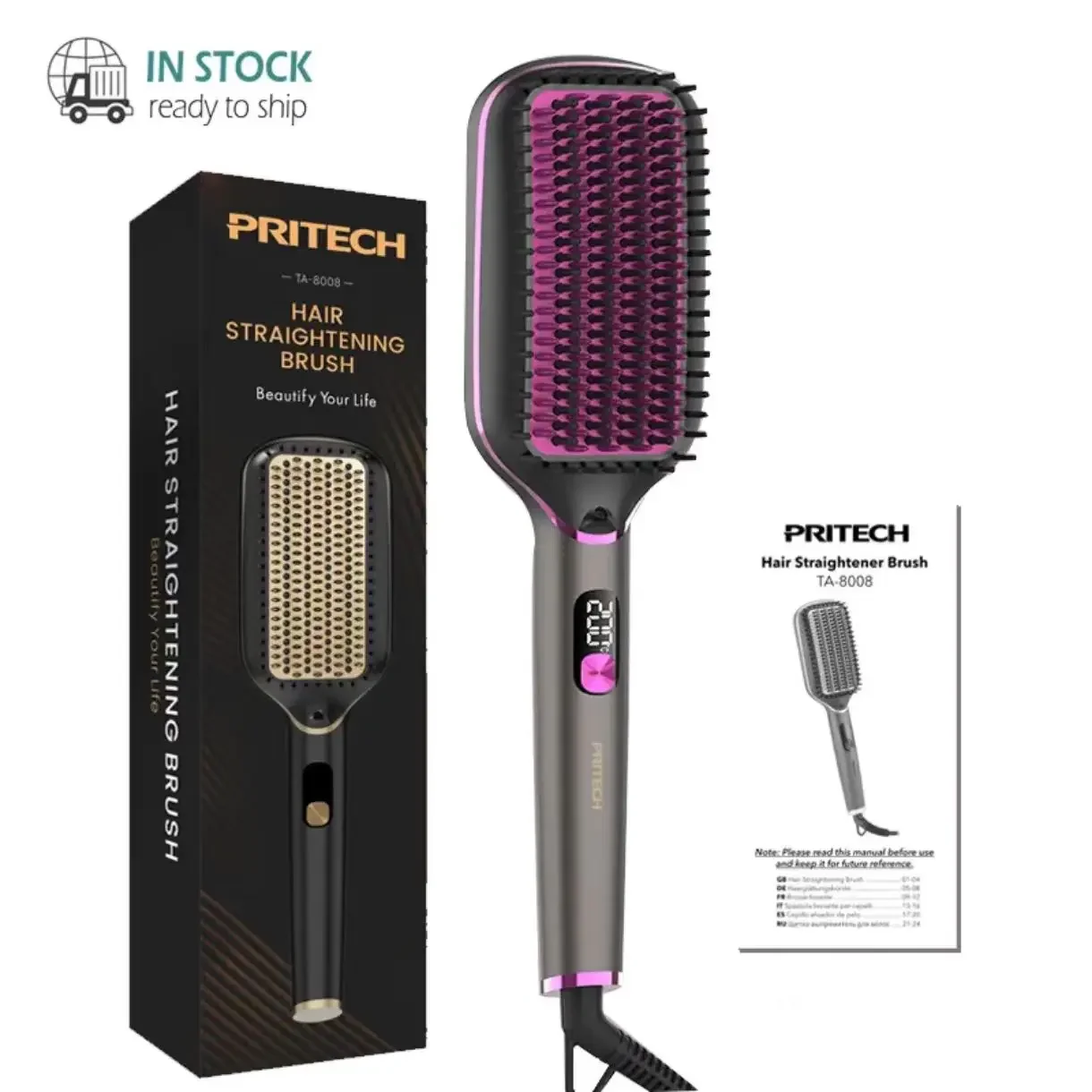 

Special straight hair splint for portable straight hair comb digital display negative ion hair straightener