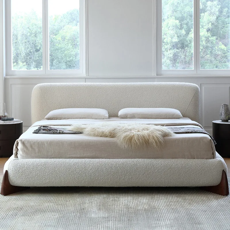 Atunus USA Showroom in Stock Nordic Style Teddy Velvet Art Bed Bedroom Furniture Italian Luxury Modern King Size Bedroom Set