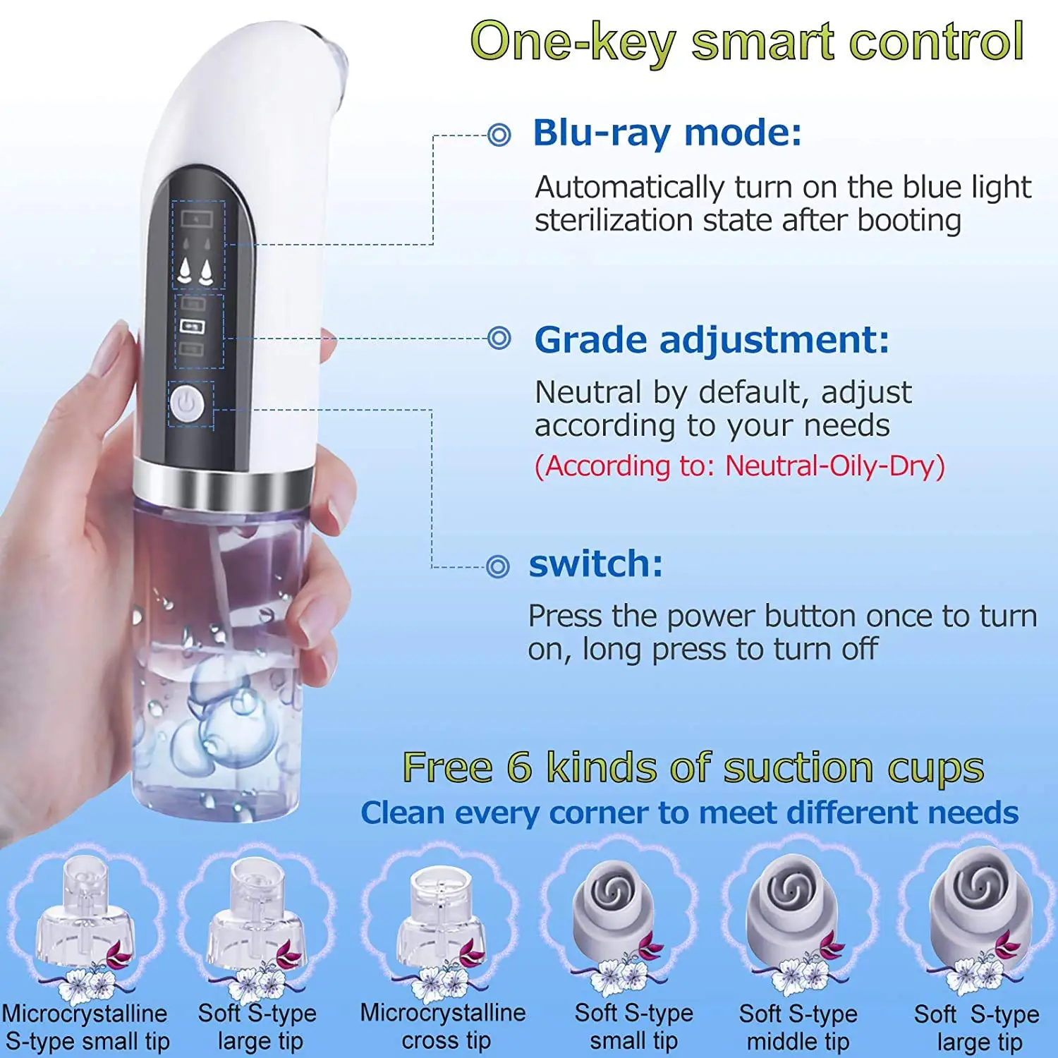 Blackhead Remover Vacuum Cleaner Water Circulation Deep Pore Facial Cleaner Suction Device for Acne Oil & Skin Care