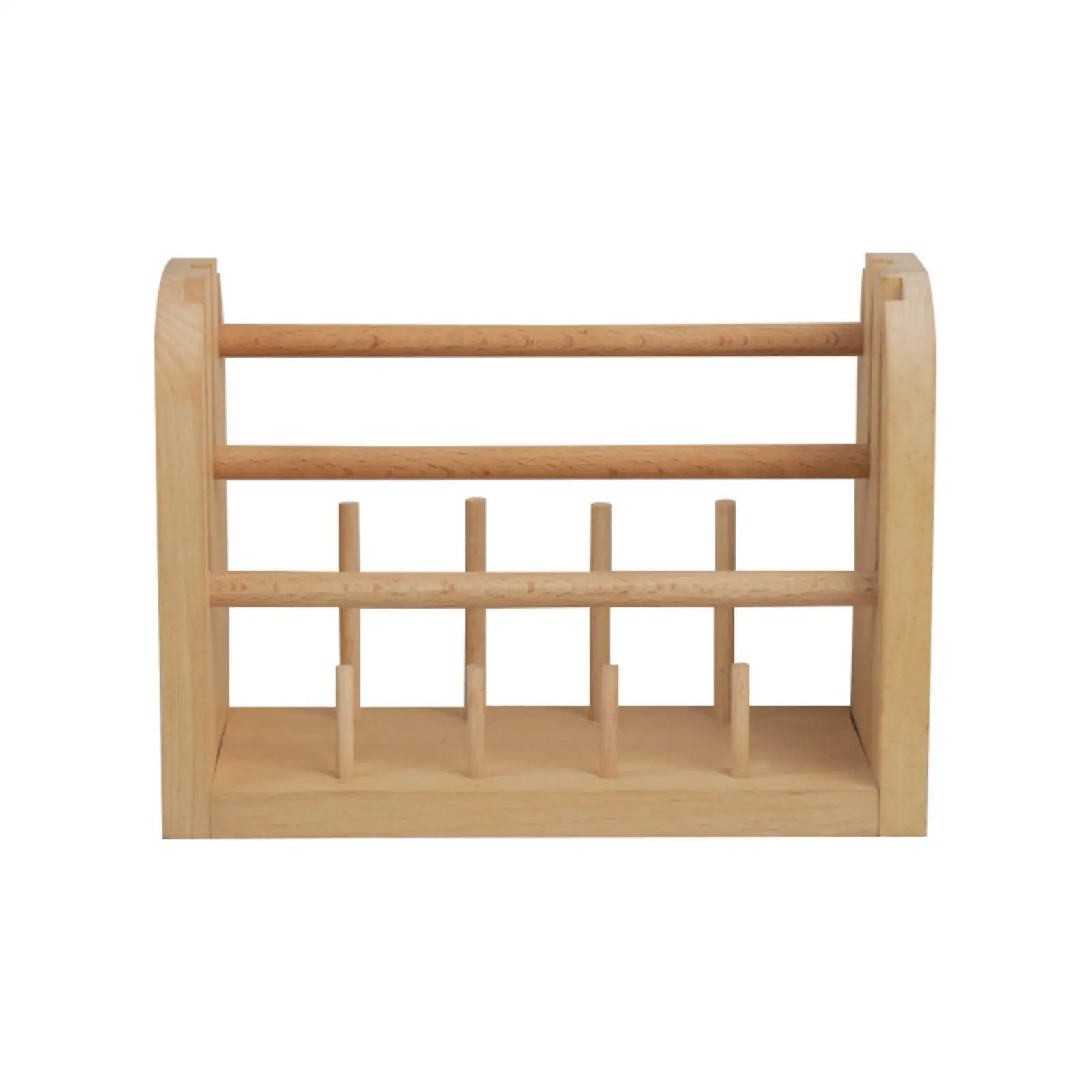 Wooden Embroidery Thread Holder for Sewing Yarn Spool Organizer with Horizontal Dowels Upright Pegs