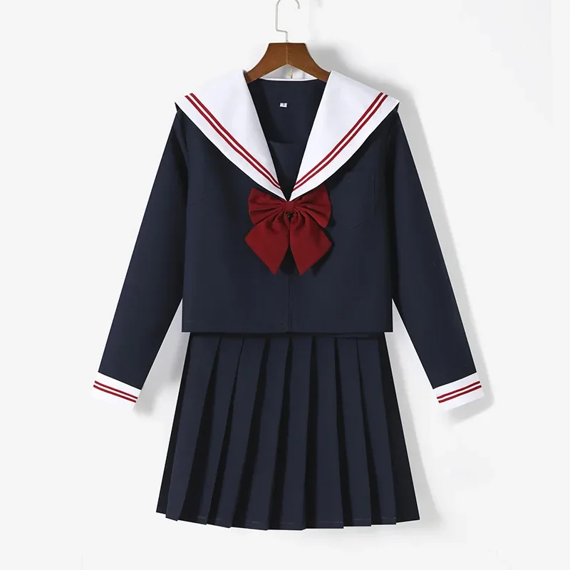 School Uniform Dress Cosplay Costume Japan Anime Girl Lady Lolita Japanese Schoolgirls Sailor Top Tie Pleated Skirt Outfit Women