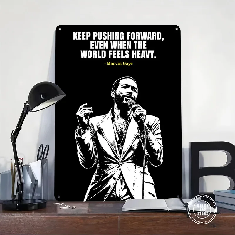 Marvin Gaye Motivational Quote 3D Printed Texture Poster Personalized Wall Art Retro Metal Tin Signs for Home Decoration Luxury