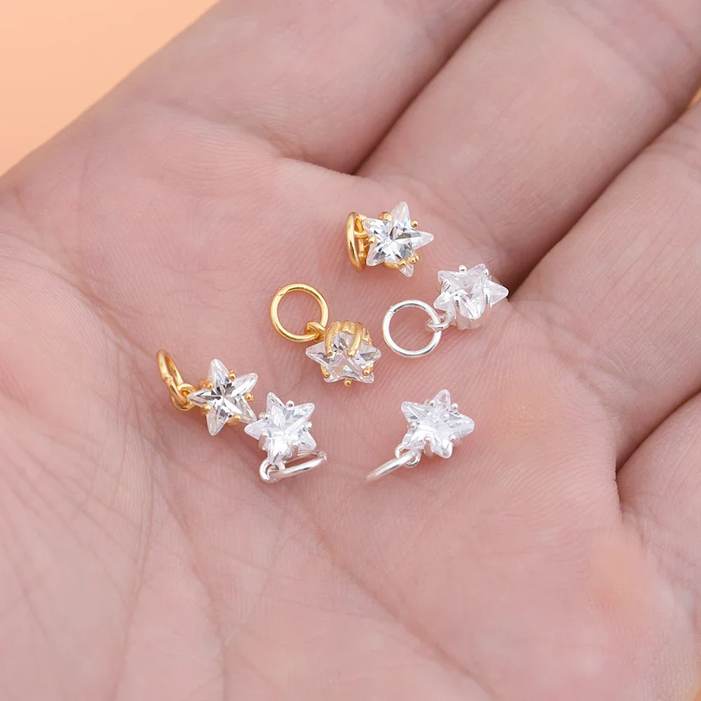 925 Sterling silver Zircon Mini Pentagram Pendant Ring bracelet necklace Creative handmade accessories for women