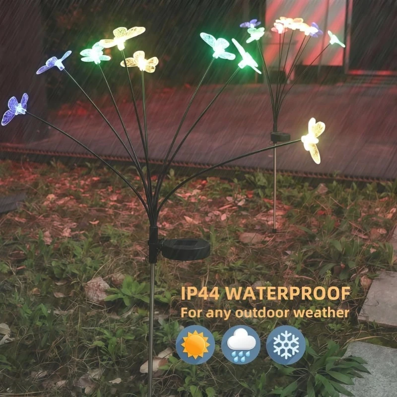 Solar Garden Lights Outdoor Waterproof Decorative Color Changing Swaying Butterfly Lights Garden Decor Stakes for Outside image 6