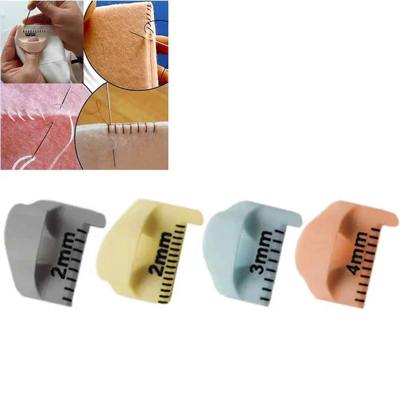 ABRS-Herramienta de medición de calibre de aguja de coser, regla para dedo, plantilla de costura, Protector de dedo,