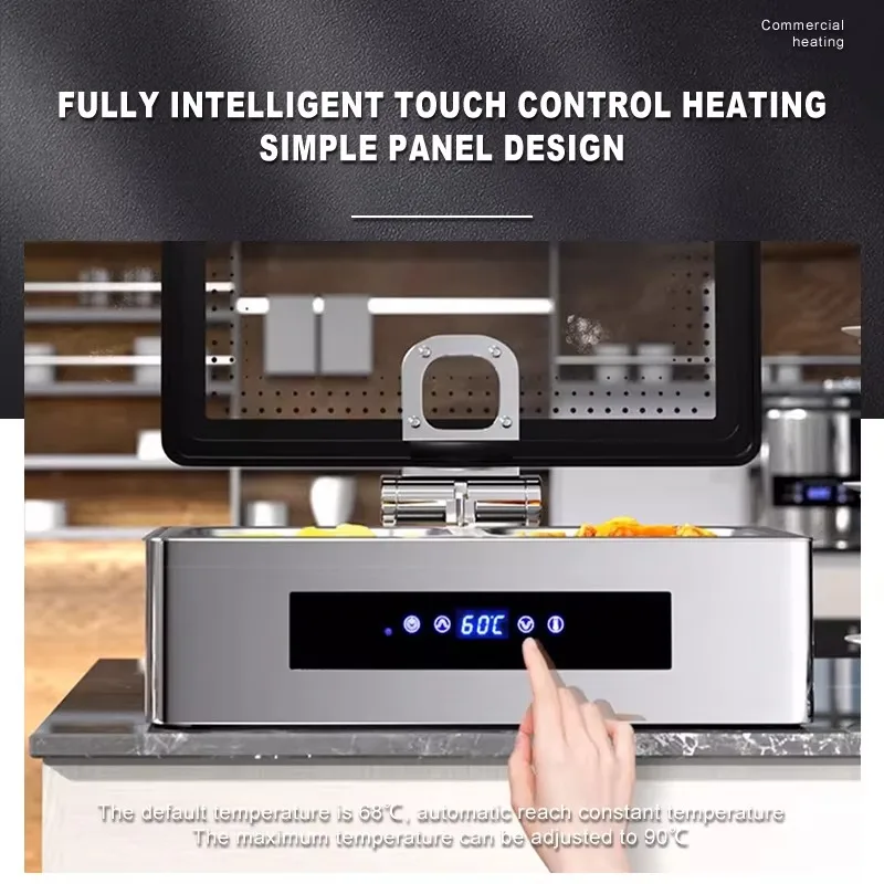 Dry Type Electric Food Warmer 304 Stainless Steel Touch Control Remote Control Dry Heat Chafer Waterless Chafing Dish