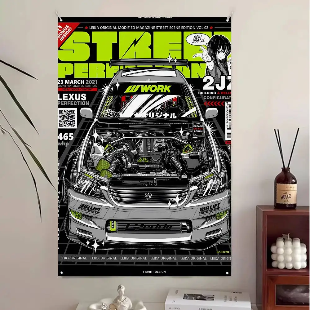 بارد JDM تعديل سباق السيارات العلم أعلام مخصصة الجدار شنقا نسيج في الهواء الطلق الزخرفية العلم خلفية بطانية #2