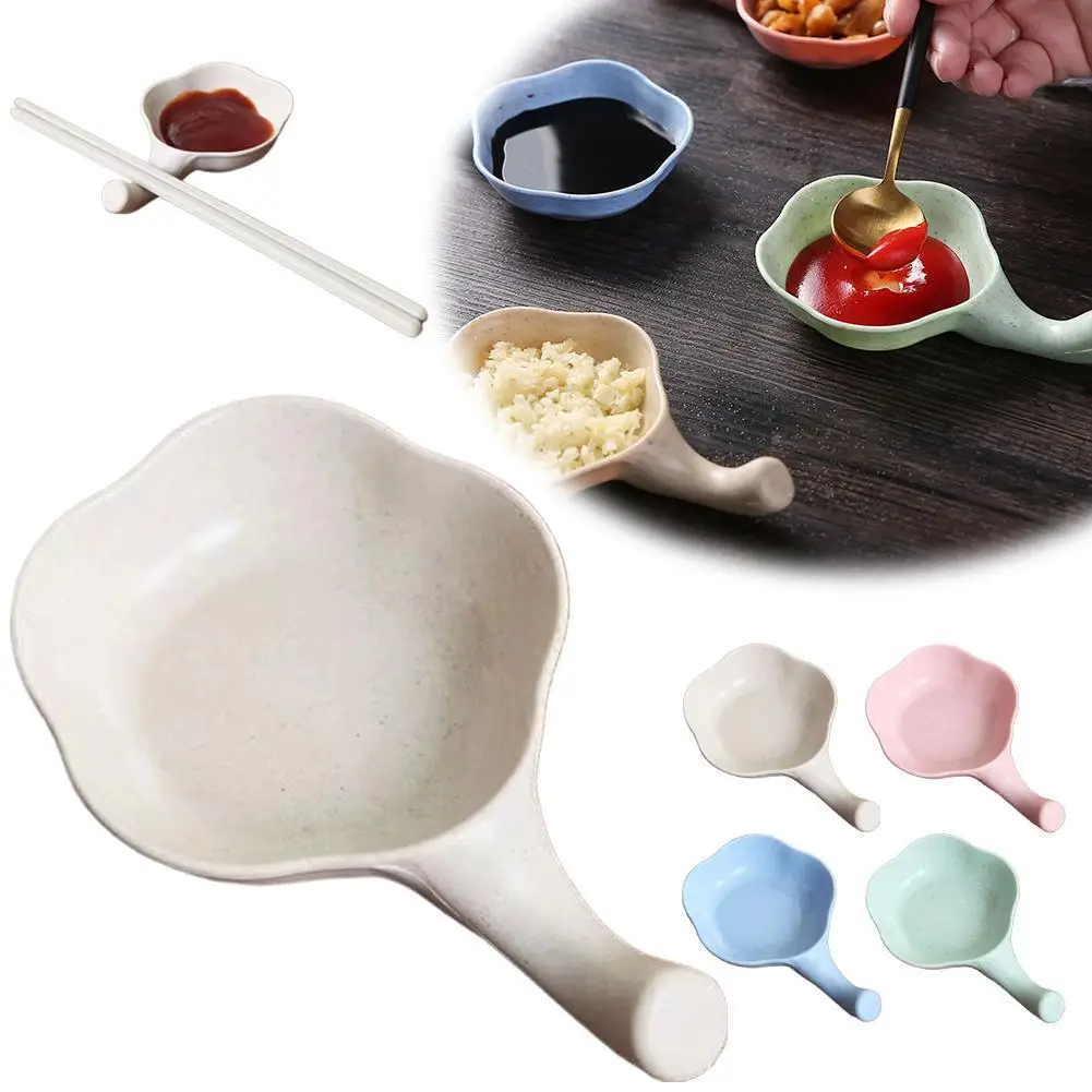 Mini Ciotola per condimenti All-uso Paglia di grano Condimento Piatto piccolo con manico Salsa Aceto Piatto per condimenti Salsa Snack Piatto 1 pz