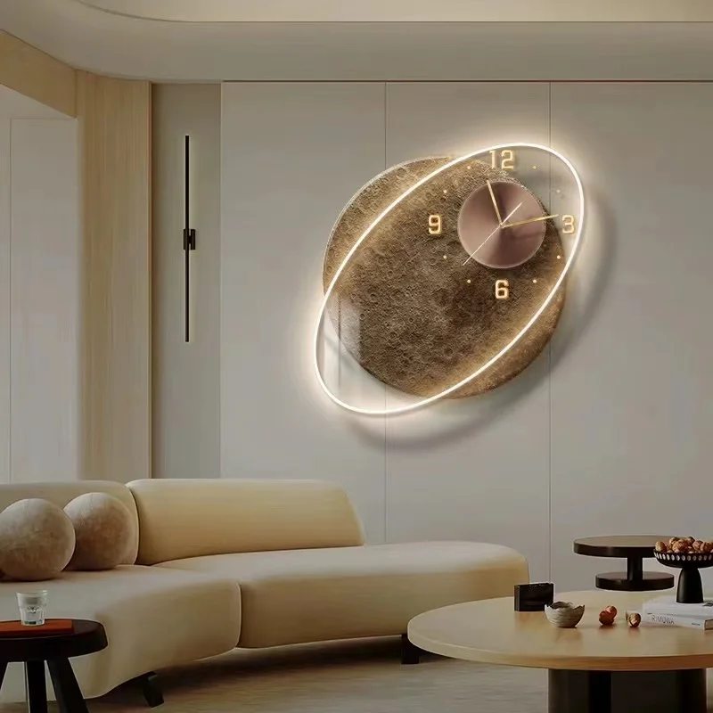WSabine-i-Horloge Murale Créative pour Décoration de Salon, Fond de Lune, Restaurant