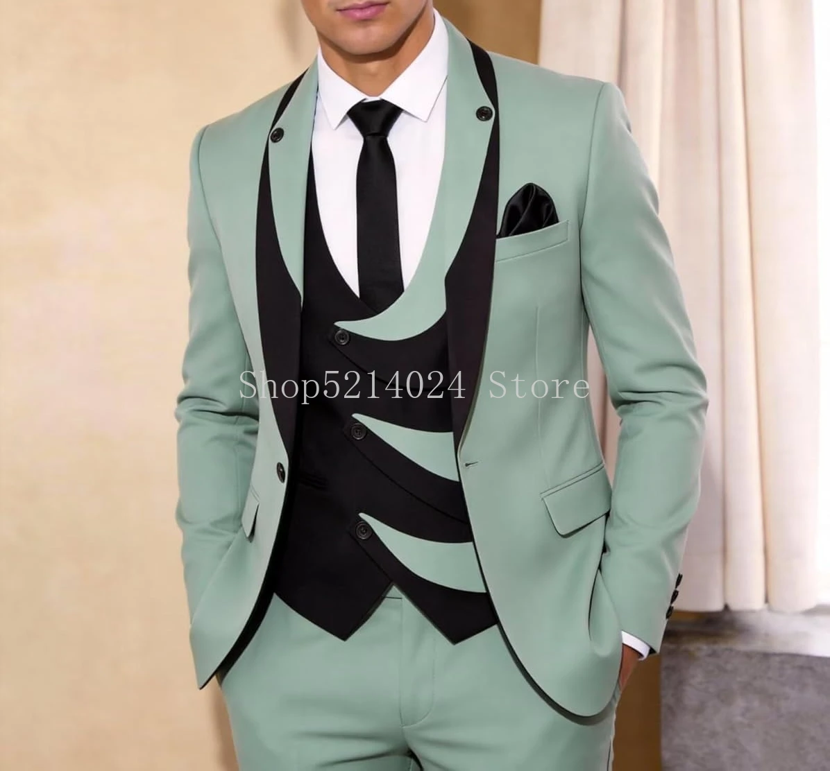 Mens 3 Piece Tuxedo Suit Set Slim Fit Wedding Tuxedo Suits for Men Prom Formal Fashion