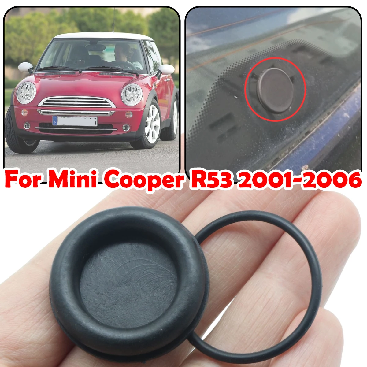 

For Mini Cooper R53 2001 2002 2003- 2006 Rear Windshield Wiper Arm Rocker Delete Bung O Ring Rubber Grommet Plug Cap Accessories