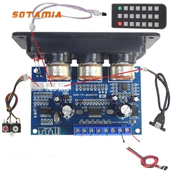 SOTAMIA Bluetooth 5.0 Power Amplifier Audio Board 2.1 Subwoofer Amplifier Speaker Sound Amplificador 2x25W+50W With Panel