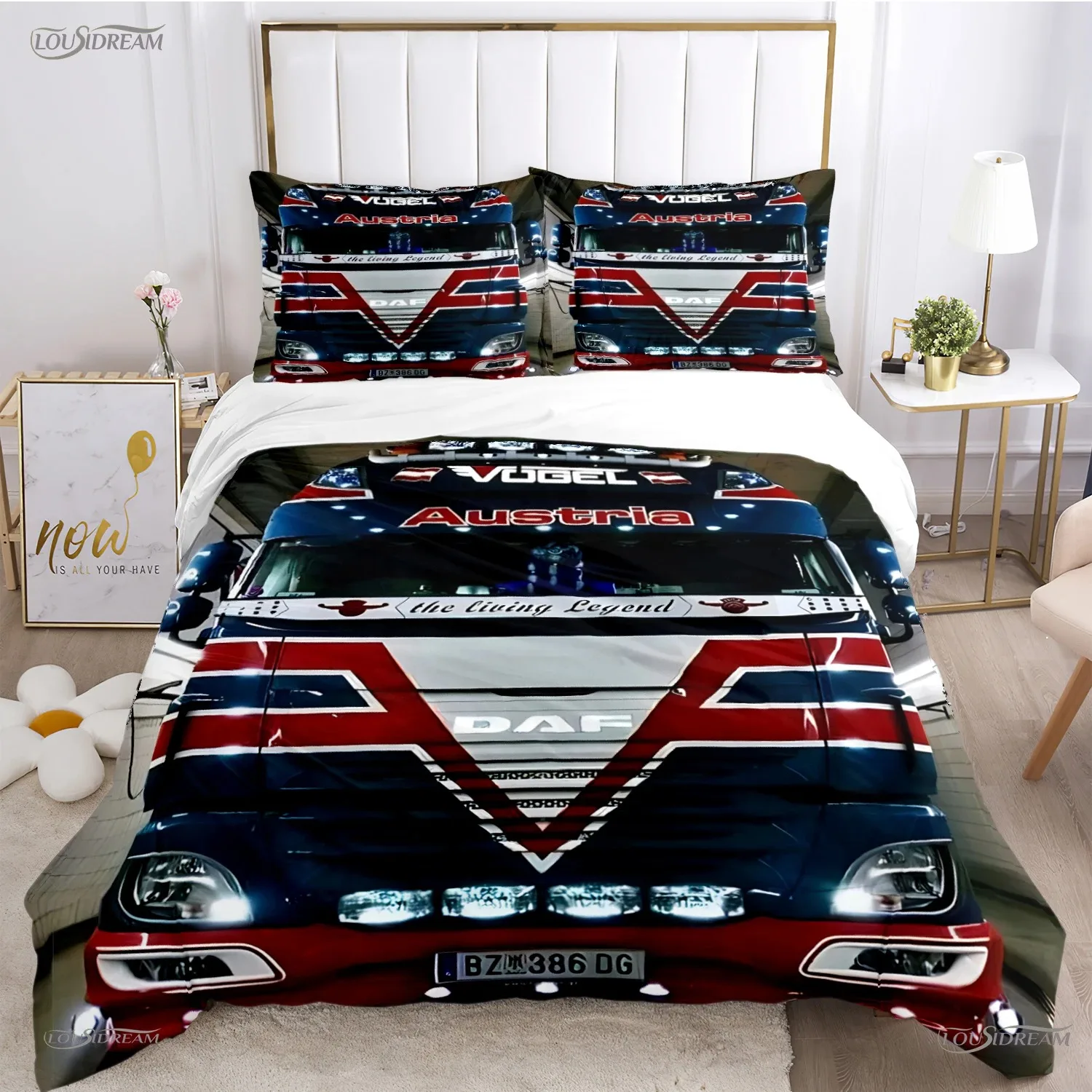 Truck Duvet Cover DAF Truck Logo Bedding set Cartoon Quilt Cover and Pillowcases for Teens Boy Single Double Queen King size