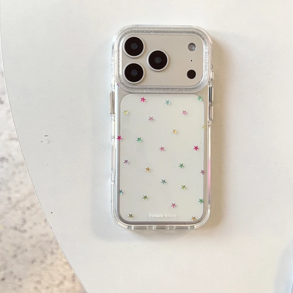 Glitzernde, glänzende Sterne, IMD-Transparente Rückseite für iPhone 17 16 18 Pro Max 13 14 15 Promax, INS-Schutz, stoßfeste Handyhülle – Detail 15