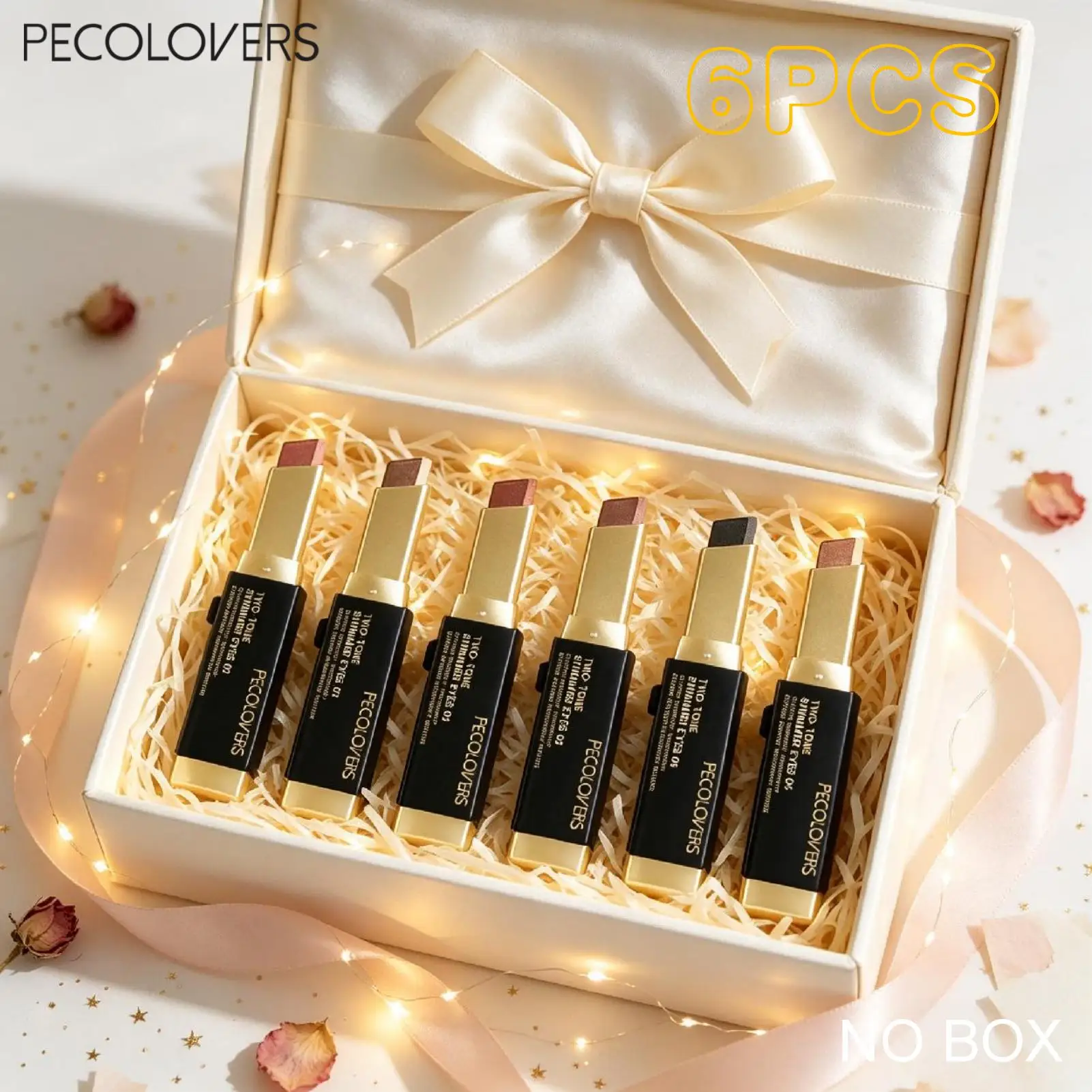 6PCS Two-color Eyeshadow Stick Set,Lazy Eyeshadow,Pearlescent Champagne Color, Brightening Eye Highlight,Waterproof