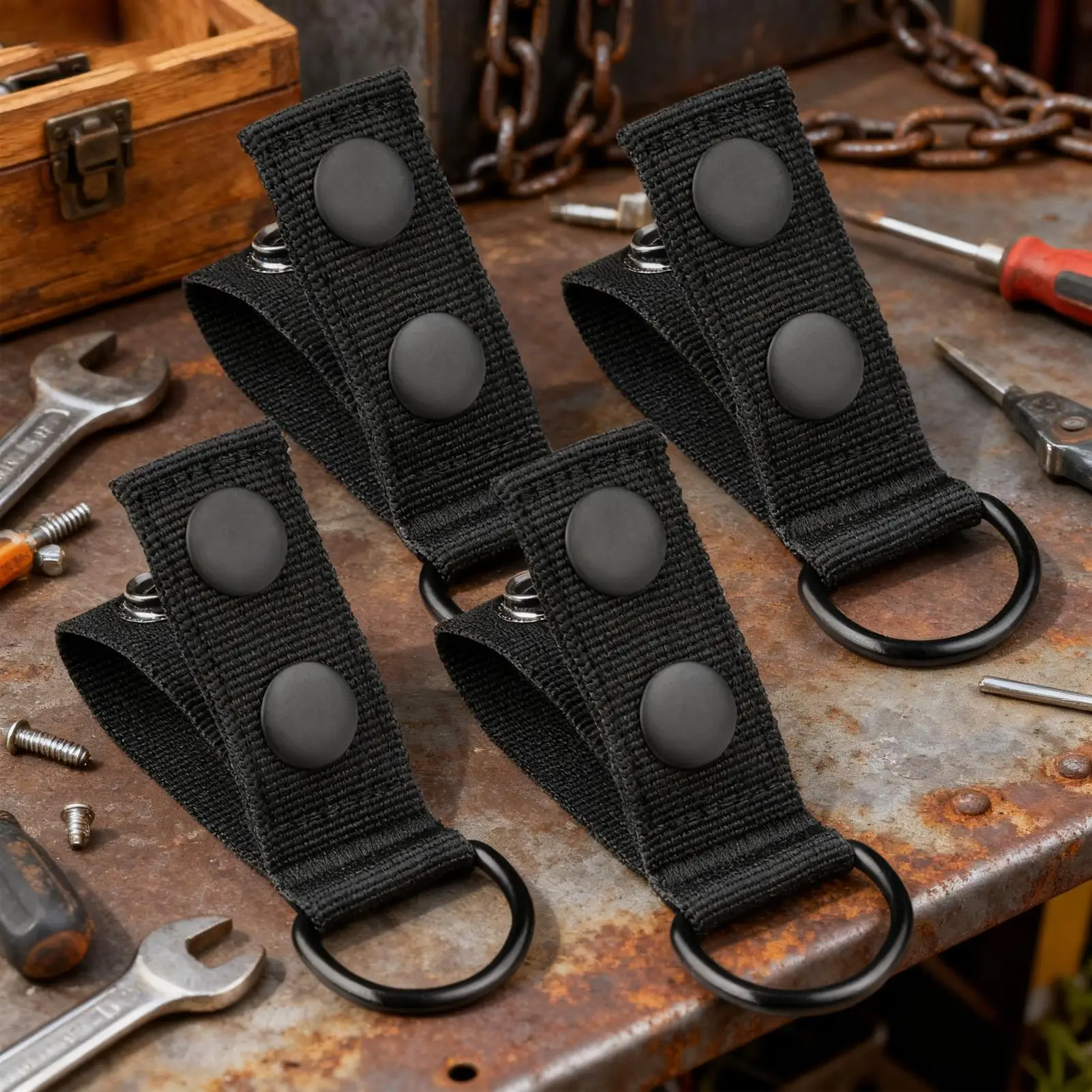 Belt Loop Keeper 4 Pieces Strap Organizers With Metal Ring Belt Attachments For Firefighter Work Gear Security Plumbing