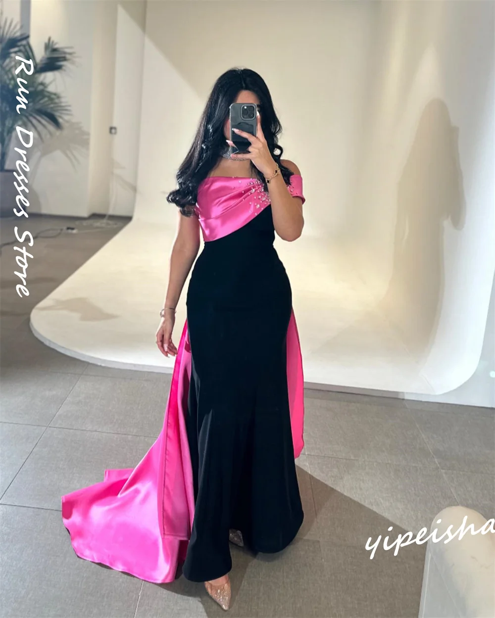 Customized Fashion One-shoulder Sheath Sweep/Brush Quinceanera Dresses Rhinestone s Formal Occasion Gown 롱원피스 robe femme soirée