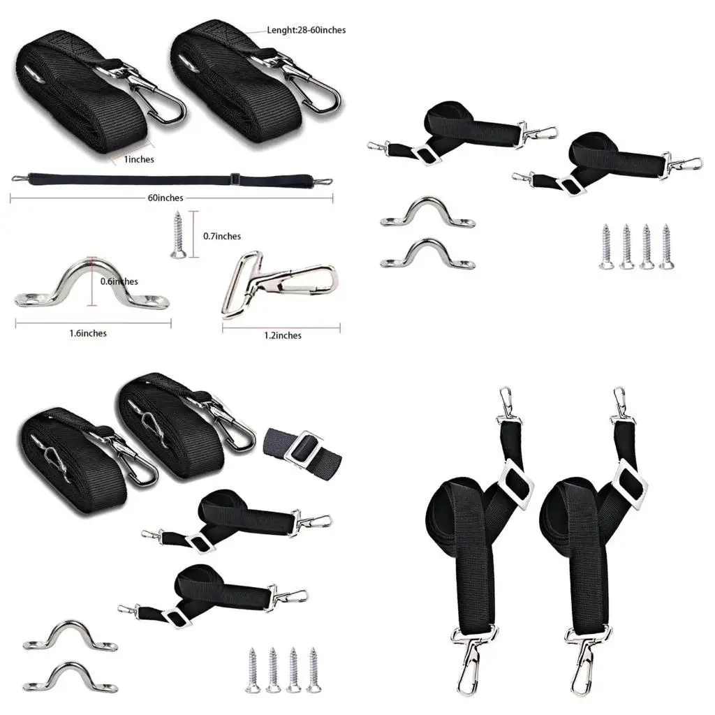 Sangles d'auvent sup�rieur de bateau Bimini, sangles marines r�glables avec boucles, mousquetons en acier inoxydable, r�sistantes � la Corrosion