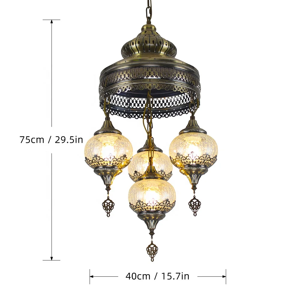 Moroccan style transparent cracked glass chandelier