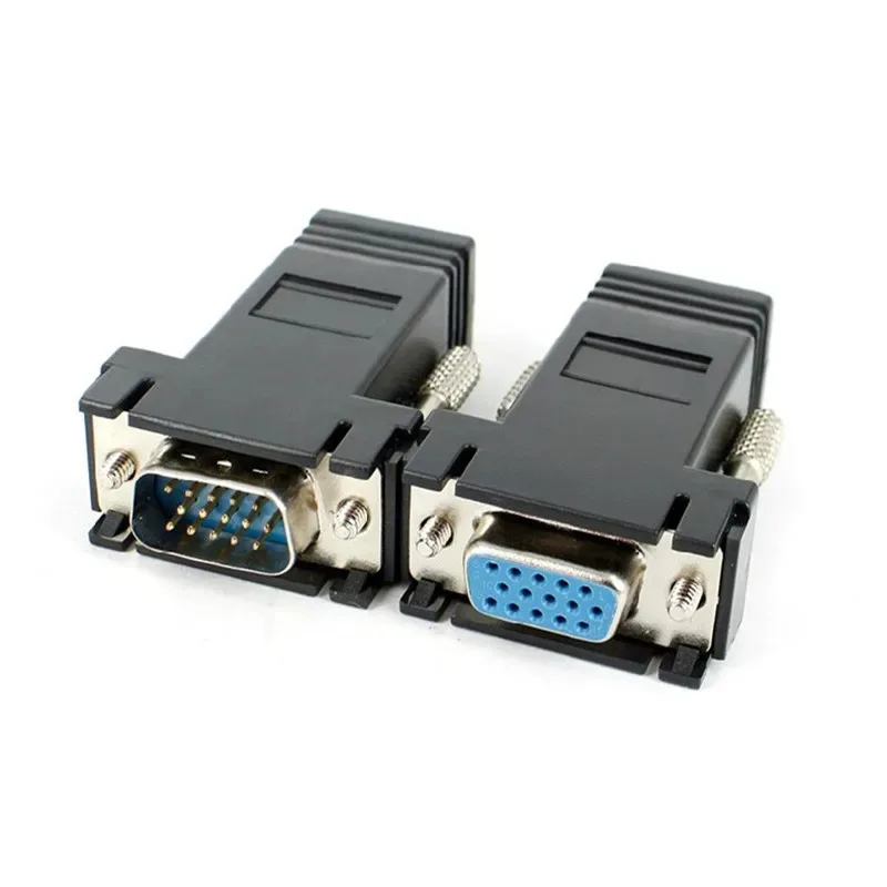 RJ45 to VGA Extender Female/Male to Lan Cat5 Cat5e/6 RJ45 Network Ethernet Cable Female Adapter PC Extra Switch Converter