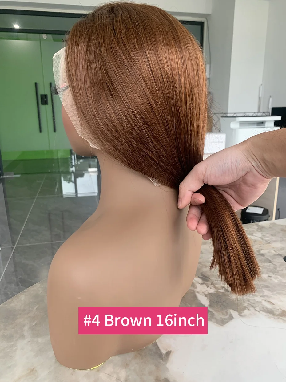 شعر بشري فيتنامي حقيقي باروكة أمامية من الدانتيل شعر مستعار قصير بوب 4 بني شوكولاتة ملونة فاتحة عقدة مبيضة باروكة من شعر طبيعي