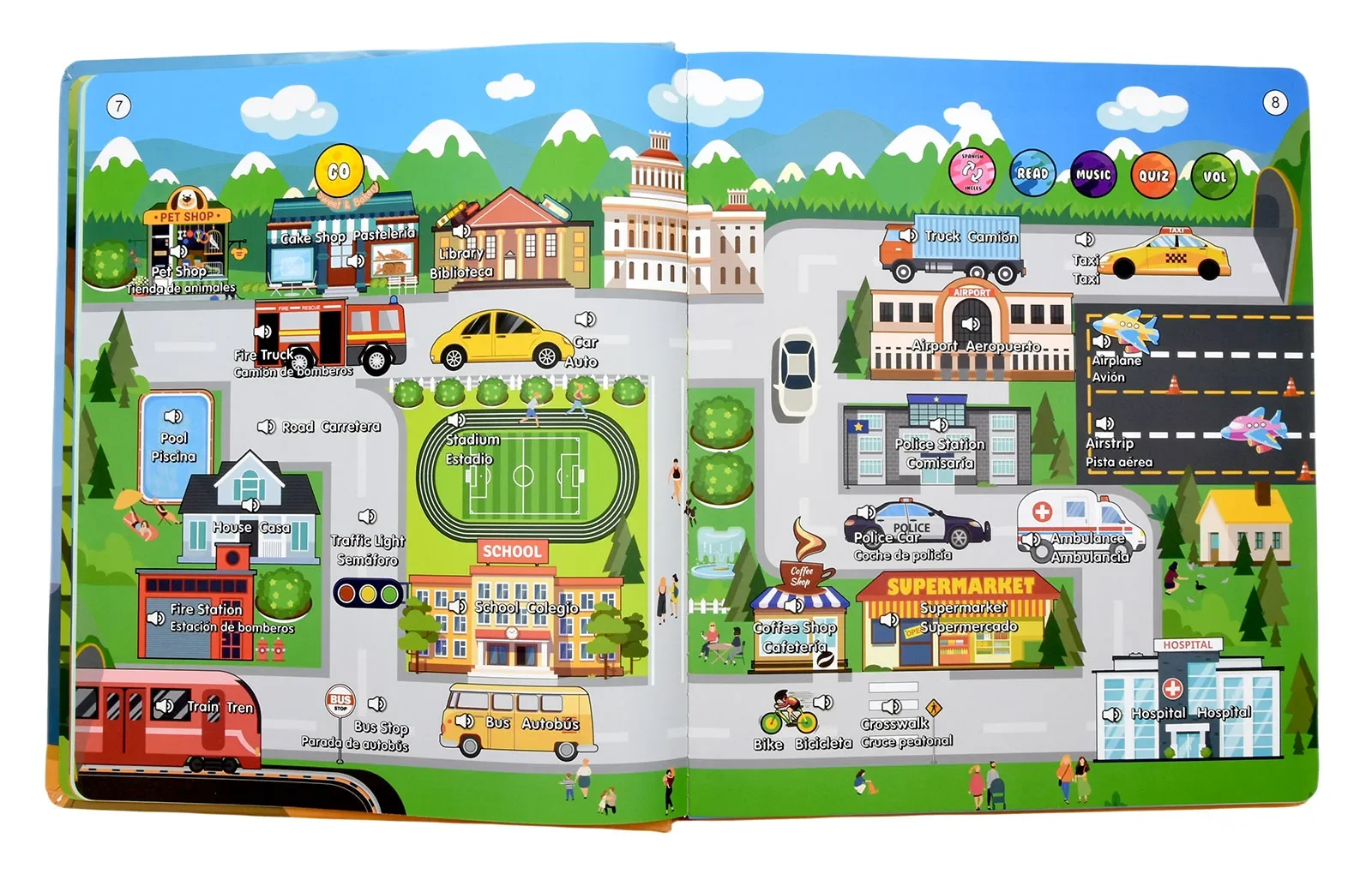 Spanisch-Englisch sprechendes Lernbuch für Kinder, interaktive Audio-Sound-Bücher, pädagogisches elektronisches Spielzeug für Kleinkinder, um Spanisch zu lernen