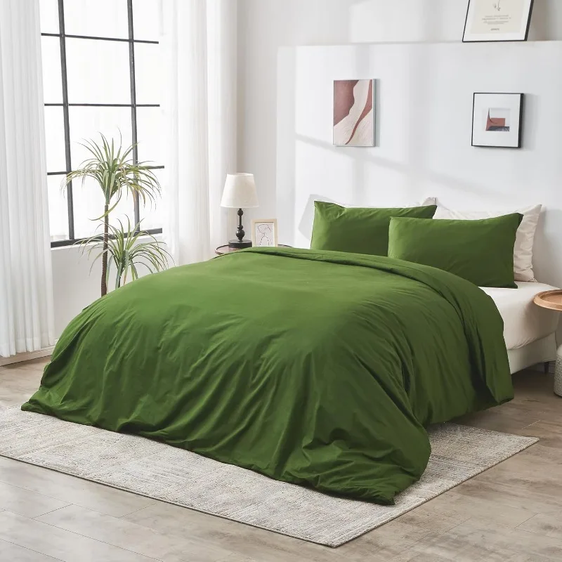 DOZ 100% GOTS Certified Organic Cotton Duvet Cover Set, Crisp Percale Weave, Long Staple, Breathable, Hotel Comfort,