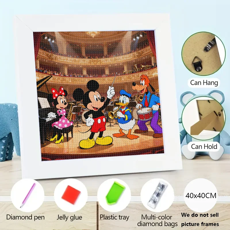 

1 шт. Disney Микки Маус Минни Дональд Дак Гуфи Оркестр музыкальная группа 5D комплект алмазной живописи полная дрель круглый квадратный горный хрусталь